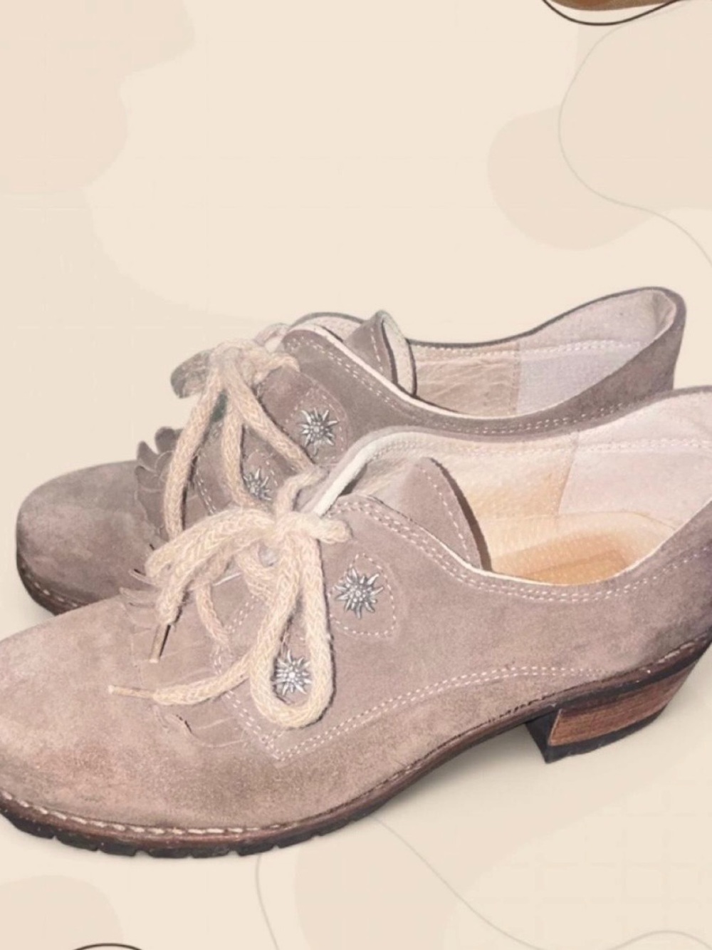 Vintage Geier Wally Austria Suede Kiltie Oxford Shoes Edelweiss Alpine